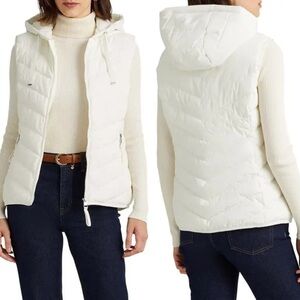 Lauren RALPH LAUREN Hooded Stretch Puffer Vest size XL NWT